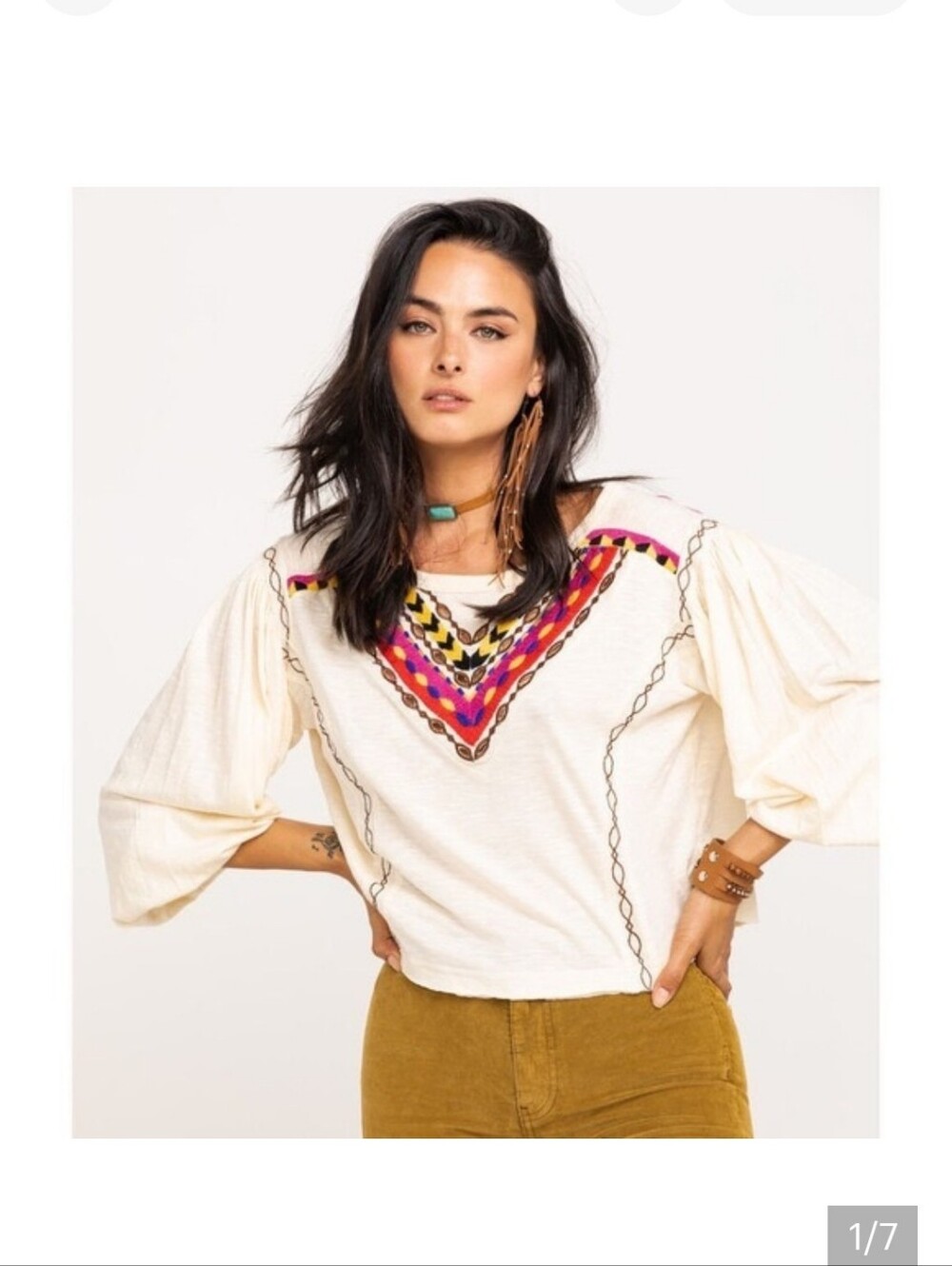 Boho Embroidered Long-Sleeve Women's Top - Free People